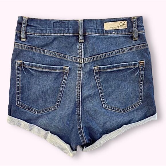 Garage High Rise Cuffed Stretchy Denim Jean Shorts Sz 1 - Picture 2 of 3